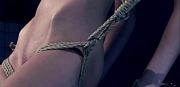  She is only 19. Amanda. Part 1. Slut training and obedient dick sucking, in tight ropes.